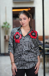 Hand work flower shirt